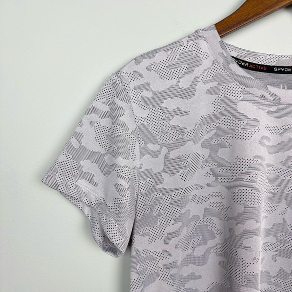 Spyder Gray Camo Athletic Tee Cropped Size Medium - Picture 6 of 6
